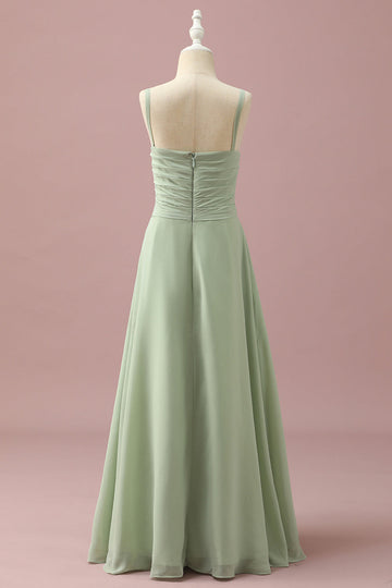 Sage Straps Chiffon Junior Bridesmaid Dress
